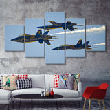 American Patriotic Blue Angels Us Navy Gorgeous Scene 5 Piece Canvas Prints Wall Art Decor - Painting Canvas, Multi Panels