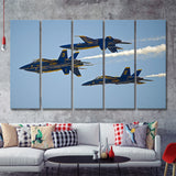 American Patriotic Blue Angels Us Navy Gorgeous Scene 5 Piece B Canvas Prints Wall Art Decor - Painting Canvas, Multi Panels
