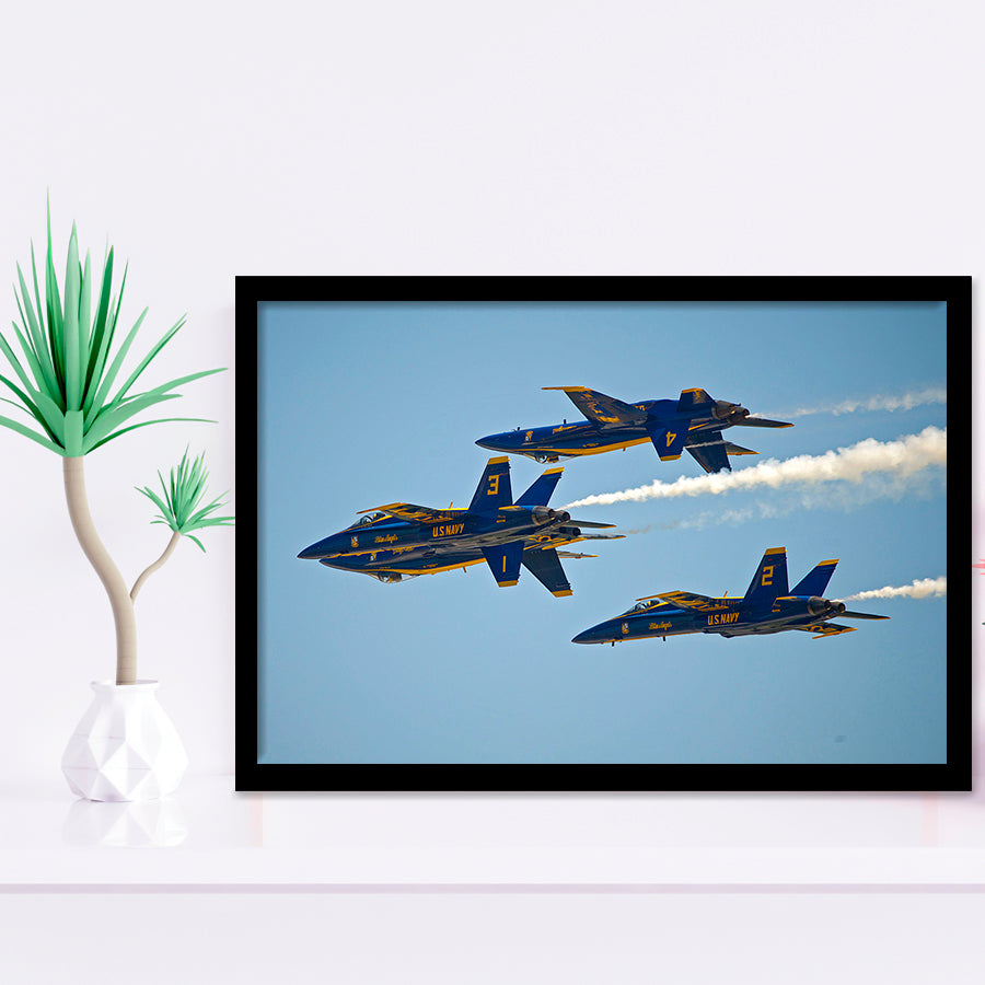 American Patriotic Blue Angels Us Navy Gorgeous Scene Framed Art Prints Wall Decor - Painting Art, Framed Picture, Ready to Hang