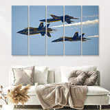 American Patriotic Blue Angels Us Navy Gorgeous Scene 5 Piece B Canvas Prints Wall Art Decor - Painting Canvas, Multi Panels