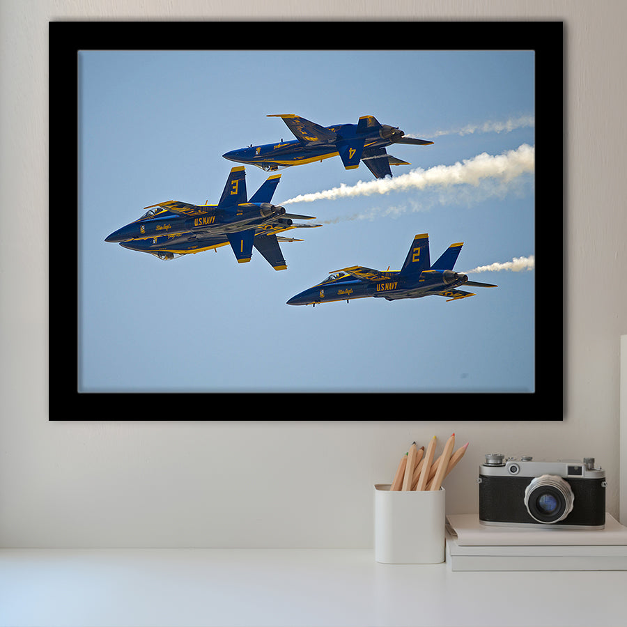 American Patriotic Blue Angels Us Navy Gorgeous Scene Framed Art Prints Wall Decor - Painting Art, Framed Picture, Ready to Hang
