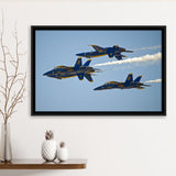 American Patriotic Blue Angels Us Navy Gorgeous Scene Framed Canvas Prints Wall Art Decor - Painting Canvas, Black Framed Picture