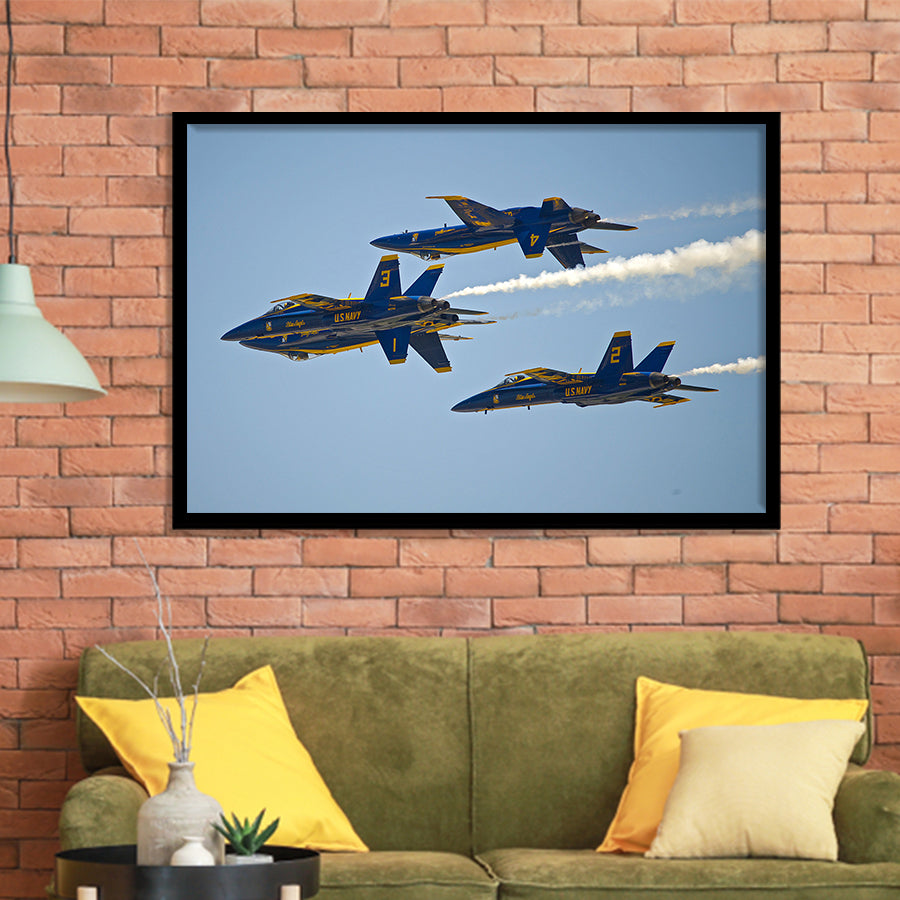American Patriotic Blue Angels Us Navy Gorgeous Scene Framed Art Prints Wall Decor - Painting Art, Framed Picture, Ready to Hang