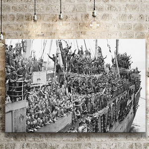 American Soldiers Returning Home Black And White Print, Wwii Canvas Prints Wall Art Home Decor