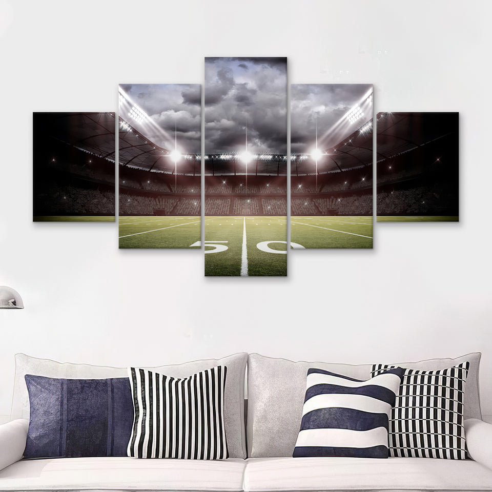 American Football Stadium Field  5 Pieces Canvas Prints Wall Art - Painting Canvas, Multi Panel, Home Wall Decor, For Sale
