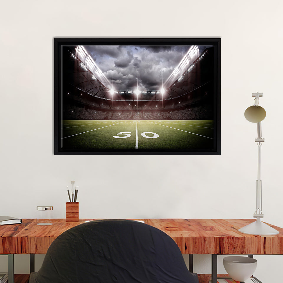 American Football Stadium Field Framed Canvas Prints Wall Art - Painting Prints, Home Wall Decor, Painting Canvas