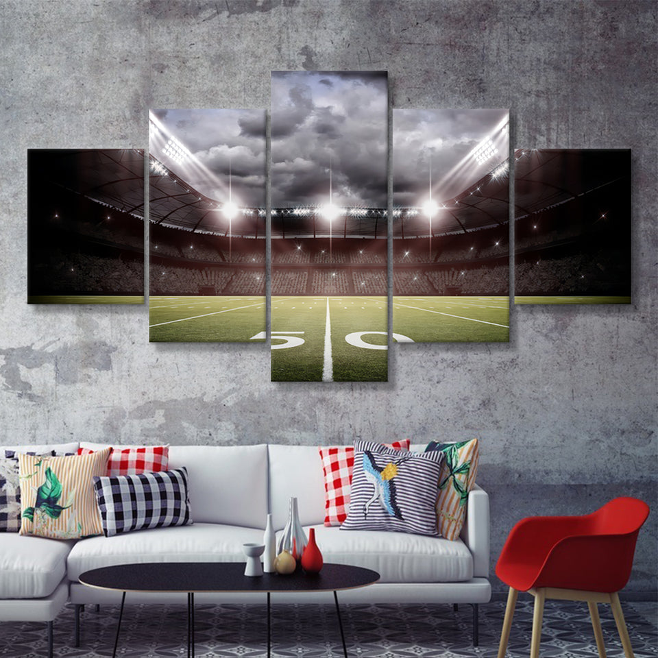 American Football Stadium Field  5 Pieces Canvas Prints Wall Art - Painting Canvas, Multi Panel, Home Wall Decor, For Sale