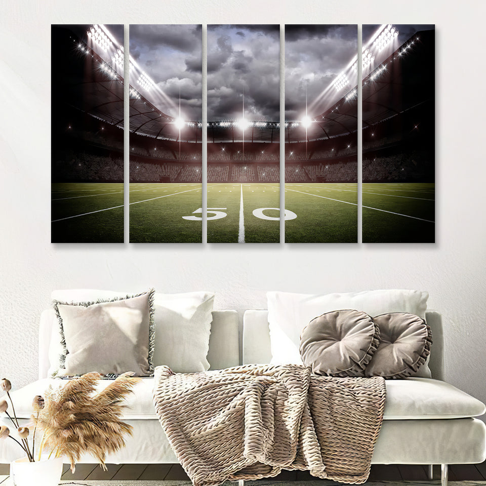 American Football Stadium Field 5 Pieces Canvas Prints Wall Art Decor - Painting Canvas,Multi Panel,Painting Prints,For Sale