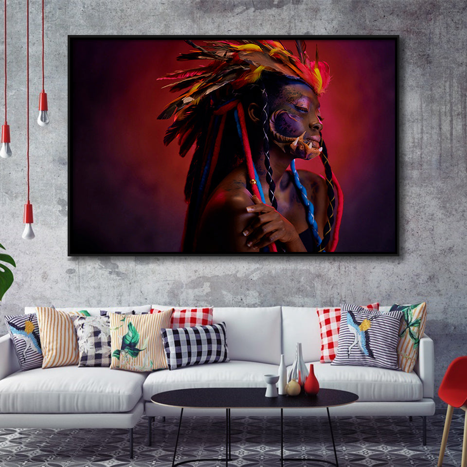 American Indian Framed Canvas Prints Wall Art Decor, Framed Picture, Floating Frame
