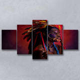 American Indian 5 Piece Canvas Prints Wall Art Decor, Multi Panels, Mixed Canvas