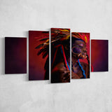 American Indian 5 Piece Canvas Prints Wall Art Decor, Multi Panels, Mixed Canvas