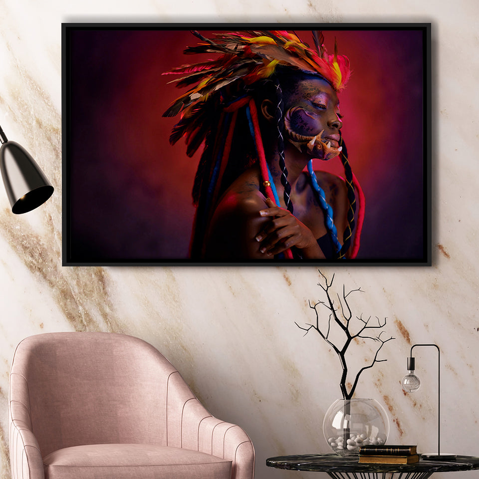 American Indian Framed Canvas Prints Wall Art Decor, Framed Picture, Floating Frame