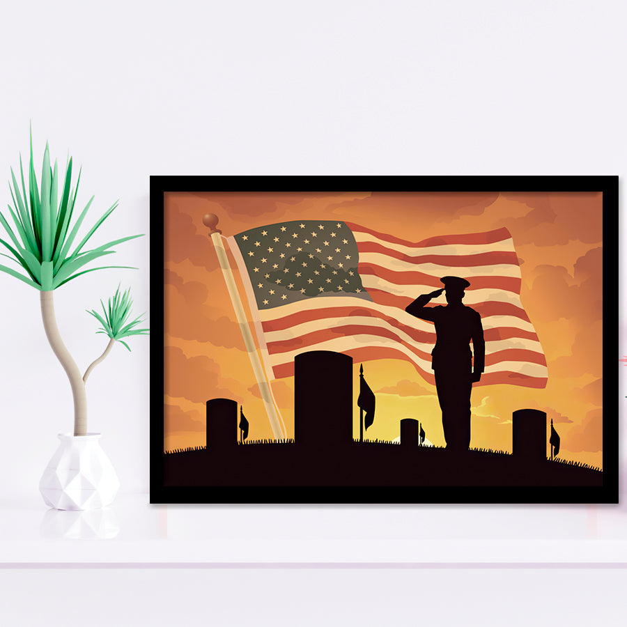 American veteran Art Framed Art Prints Wall Decor - Framed Painting, Veteran Gift