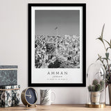 Amman, Jordan Black And White Art Framed Art Prints Wall Art Decor, Framed Picture