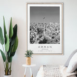 Amman, Jordan Black And White Art Framed Canvas Prints Wall Art Home Decor, Floating Frame