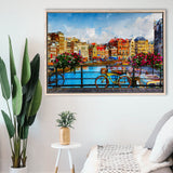 Amsterdam, Amsterdam Painting, Framed Canvas Prints Wall Art Home Decor,Floating Frame, Ready to Hang