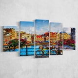 Amsterdam, Amsterdam Painting, Multi Panels, 5 Pieces, Canvas Prints Wall Art Home Decor