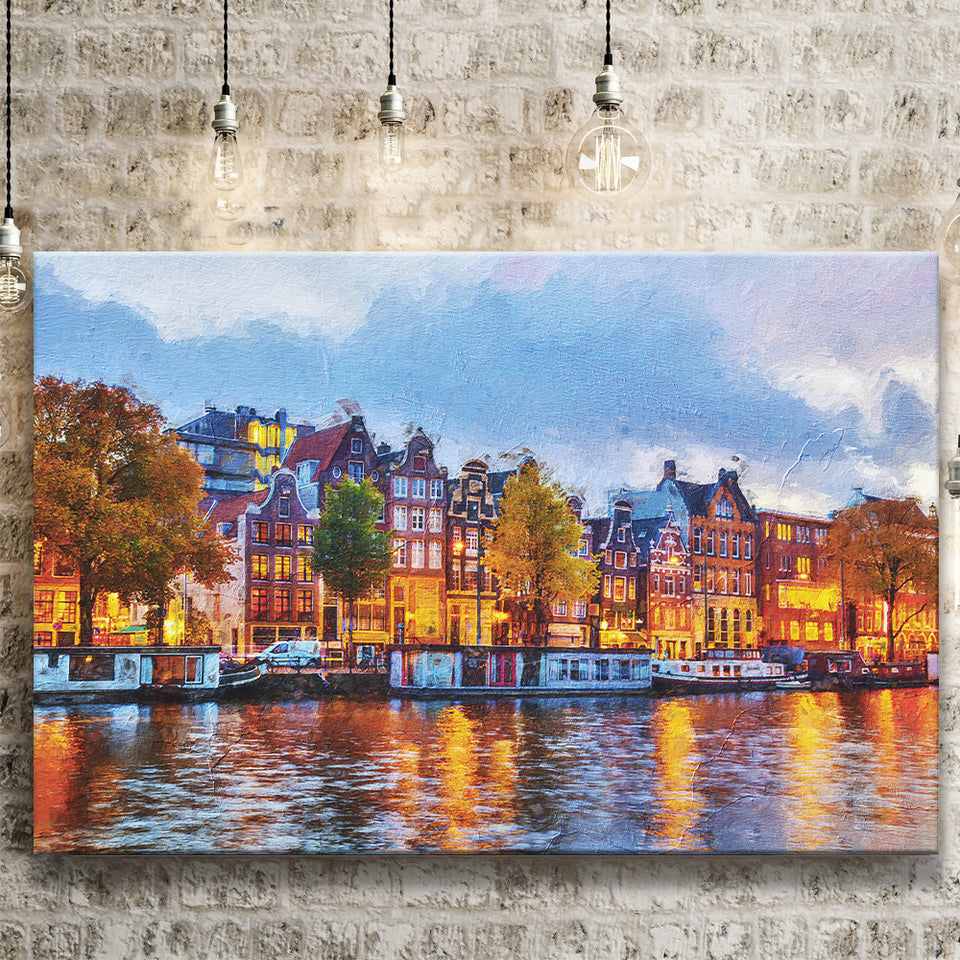 Amsterdam Colorful City Landscape Canvas Prints Wall Art Decor - Paiting Canvas, Art Prints, Wall Decor, For Sale