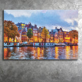 Amsterdam Colorful City Landscape Canvas Prints Wall Art Decor - Paiting Canvas, Art Prints, Wall Decor, For Sale