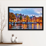 Amsterdam Colorful City Landscape Framed Canvas Prints Wall Art Decor - Paiting Canvas, Art Prints, Floating Frame