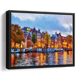 Amsterdam Colorful City Landscape Framed Canvas Prints Wall Art Decor - Paiting Canvas, Art Prints, Floating Frame