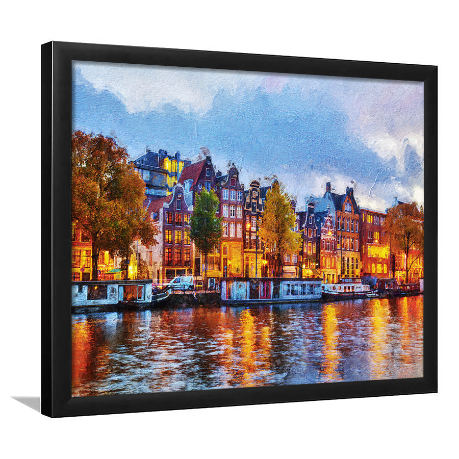 Amsterdam Colorful City Landscape Framed Art Prints Wall Decor - Painting Prints, Framed Picture, Home Decor