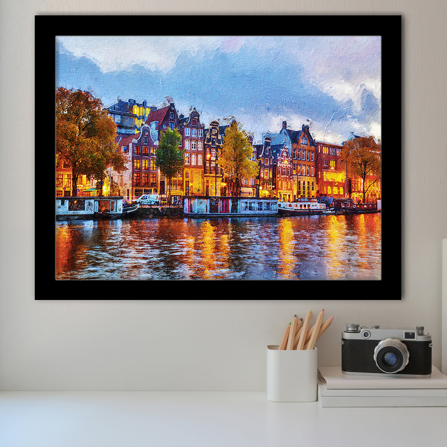 Amsterdam Colorful City Landscape Framed Art Prints Wall Decor - Painting Prints, Framed Picture, Home Decor