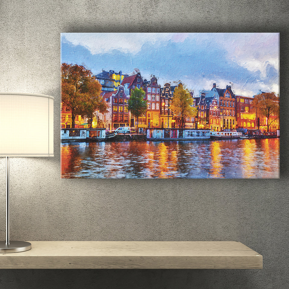 Amsterdam Colorful City Landscape Canvas Prints Wall Art Decor - Paiting Canvas, Art Prints, Wall Decor, For Sale