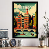 Amsterdam Netherlands Retro Art Print, City Art Print, Framed Art Print Wall Art Home Decor, Framed Picture