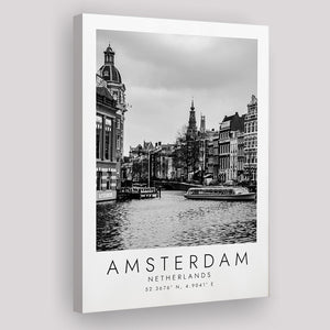 Amsterdam, Netherlands Black And White Art Canvas Prints Wall Art Home Decor