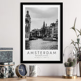 Amsterdam, Netherlands Black And White Art Framed Art Prints Wall Art Decor, Framed Picture