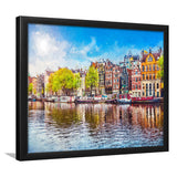 Amsterdam Old City Spring Landscape Framed Art Prints Wall Decor - Painting Prints, Framed Picture, Home Decor