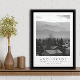 Anchorage, Alaska Usa Black And White Art Framed Canvas Prints Wall Art Home Decor, Floating Frame