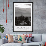 Anchorage, Alaska Usa Black And White Art Framed Art Prints Wall Art Decor, Framed Picture