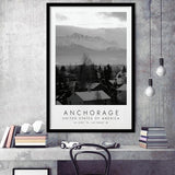 Anchorage, Alaska Usa Black And White Art Framed Art Prints Wall Art Decor, Framed Picture