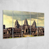 Ancient Khmer Temple, Ancient Architecture 5 Panels B,Large Canvas,Canvas Prints Wall Art Home Decor