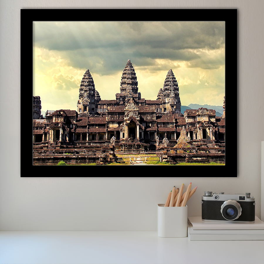 Ancient Khmer Temple, Ancient Architecture Framed Art Prints Wall Art Decor,Black Frame, Ready to hang