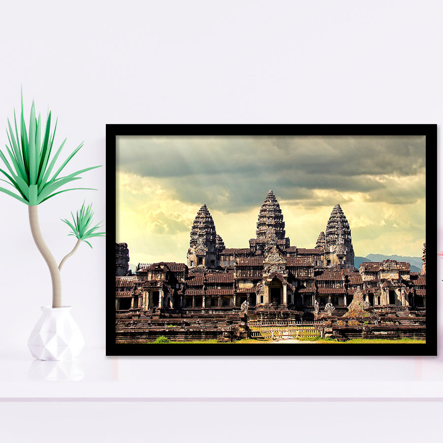 Ancient Khmer Temple, Ancient Architecture Framed Art Prints Wall Art Decor,Black Frame, Ready to hang