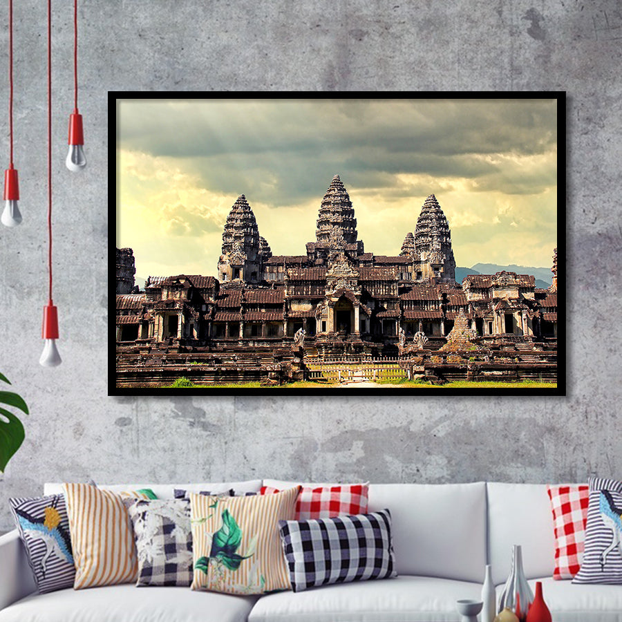 Ancient Khmer Temple, Ancient Architecture Framed Art Prints Wall Art Decor,Black Frame, Ready to hang