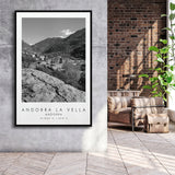 Andorra La Vella, Andorra Black And White Art Framed Canvas Prints Wall Art Home Decor, Floating Frame