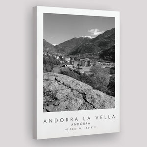 Andorra La Vella, Andorra Black And White Art Canvas Prints Wall Art Home Decor