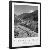 Andorra La Vella, Andorra Black And White Art Framed Art Prints Wall Art Decor, Framed Picture
