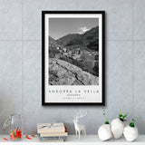 Andorra La Vella, Andorra Black And White Art Framed Canvas Prints Wall Art Home Decor, Floating Frame