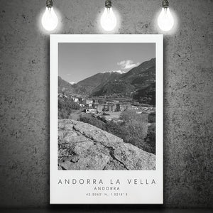 Andorra La Vella, Andorra Black And White Art Canvas Prints Wall Art Home Decor