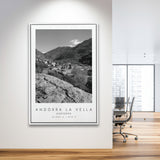 Andorra La Vella, Andorra Black And White Art Framed Canvas Prints Wall Art Home Decor, Floating Frame