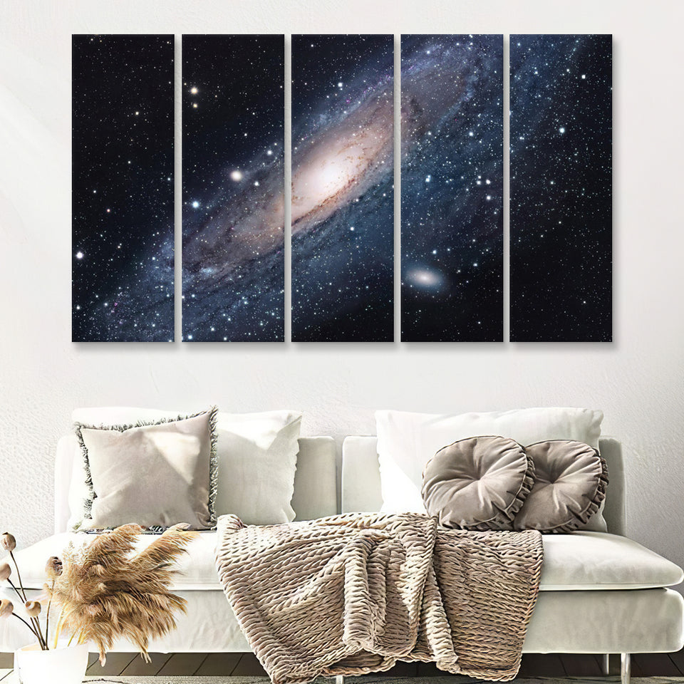 Andromeda Space Galaxy 5 Pieces B Canvas Prints Wall Art - Painting Canvas, Multi Panels,5 Panel, Wall Decor