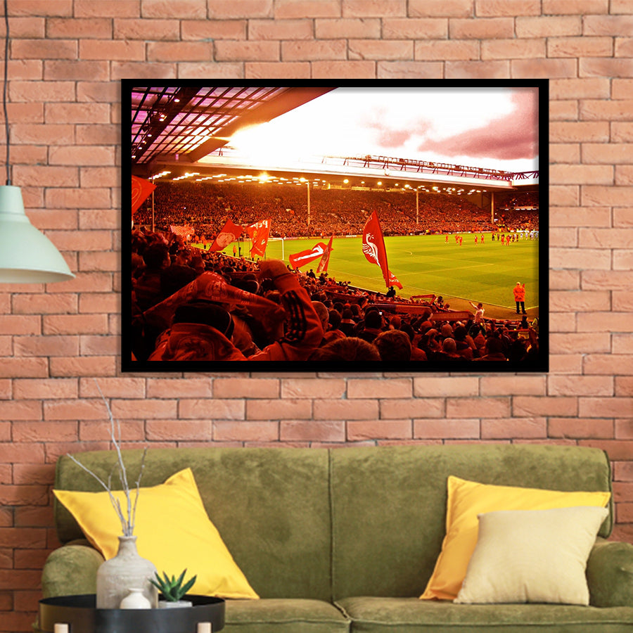 Anfield Stadium in Liverpool, Stadium Canvas, Sport Art, Gift for him, Framed Art Prints Wall Art Decor, Framed Picture