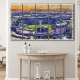 Angel Stadium Los Angeles Angels Watercolor, 5 Pieces B, Multi Panel Canvas Prints Wall Art Decor