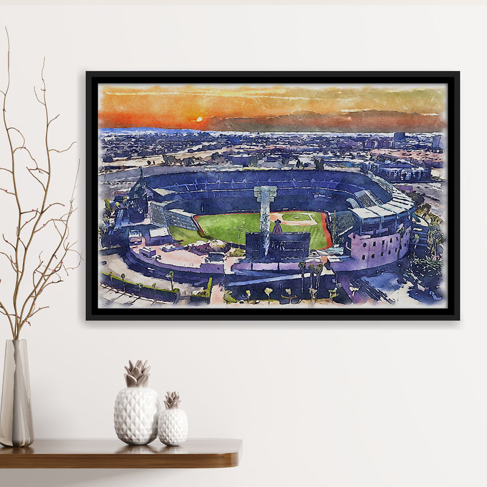 Angel Stadium Los Angeles Angels Watercolor, Sport Art Prints Fan Gift, Framed Canvas Prints Wall Art Decor