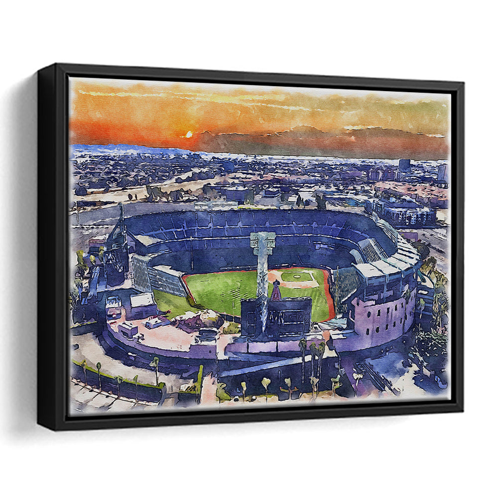 Angel Stadium Los Angeles Angels Watercolor, Sport Art Prints Fan Gift, Framed Canvas Prints Wall Art Decor